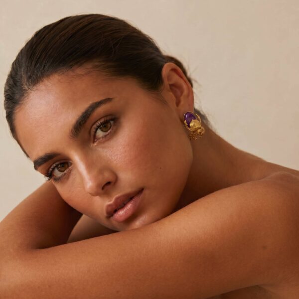 Magenta Sacred Scarab Studs