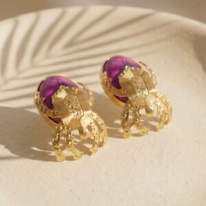 Magenta Sacred Scarab StudsEscena